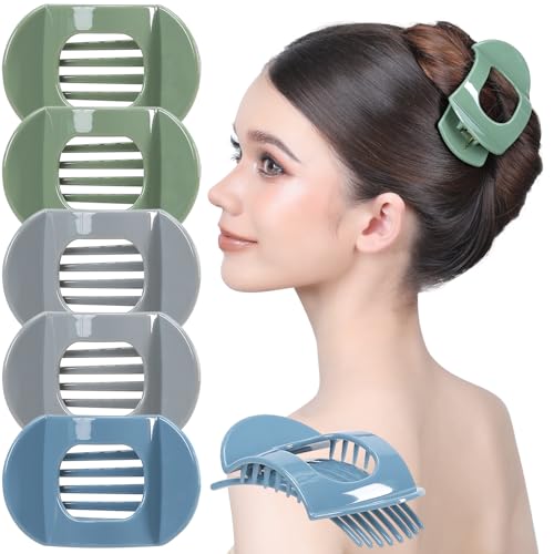 RC ROCHE 6 Pcs Flat Claw Hair Clips for Women Thick Hair French Round Duckbill Square Secure Strong Hold Grip Clamps Barrettes Curved No Slip No Crease Styling Cute Jumbo XL, Large Whispers of Earth - color: (Large) Whispers of Earth