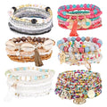 6 sets Bohemian Multilayer tassels bracelet Handmade Wrap Bracelets Bangle Jewelry Bracelets for Women - color: 6PCS-A