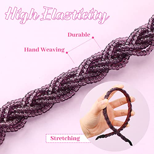 MTLEE 6 Pieces Beaded Headbands for Women Sparkly Crystal Beaded Hair Hoop Hairbands Multiple Color Hair Accessories Head Bands Christmas Gift(Bright Colors) - color: Bright Colors