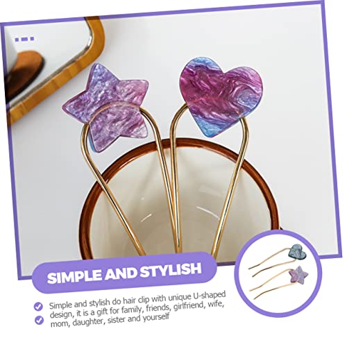 Mikinona 2Pcs Star Heart Hair Sticks for Women Stylish Hair Forks with Unique Design Smooth Surface for Gentle Grip for All Hair for Elegant Hairstyles