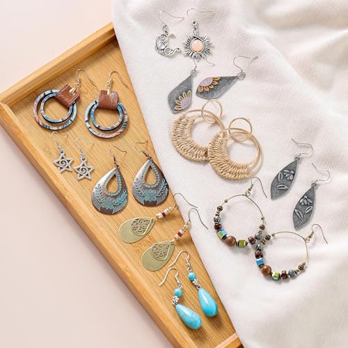 Boho Earrings, Statement Earrings, Teardrop Sunflower Earrings, Dangle Ethnic Earrings for Women, Handmade Bohemian Trendy Boho Vintage Jewelry - style: Boho Set