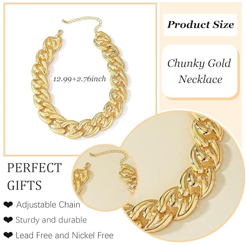 choice of all Chunky Gold Necklace Statement Necklace for Women Punk Chain Thick Gold Choker Jewelry Trendy Birthday Gifts - color: J:Chunky