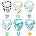 Baby Bandana Drool Bibs 6-Pack and Teething Toys 6-Pack Made with 100% Organic Cotton, Absorbent and Soft Unisex - color: Bandana Bibs - Unisex (6-pack)