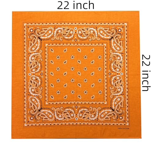 Vamqor 100% Cotton 10 Pack Fine Bandanas - color: Orange