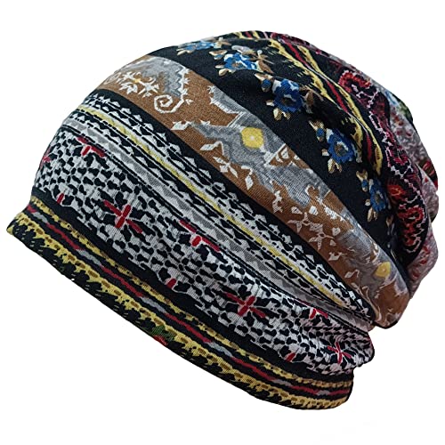 Women's Baggy Slouchy Beanie Chemo Hat Cap Scarf - color: 3 Pack-multicolor C