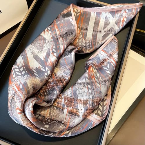 Aufeel Women's 100% Pure Mulberry Silk Small Square Scarf - Neckerchief Women - Silk Headscarf - 21" x 21" - color: Brown1