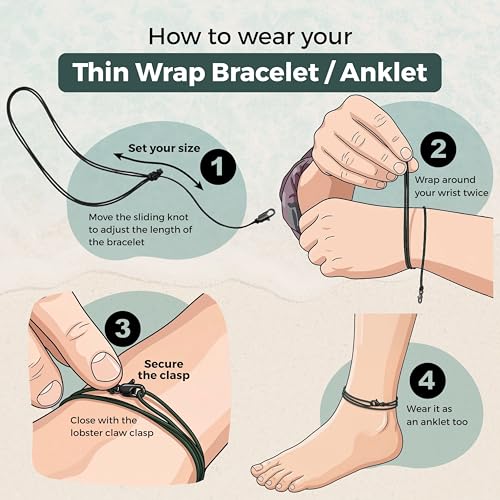 Made by Nami Nautical Rope Bracelet for Men Waterproof & Adjustable Wrap String Bracelets with Snap Hook Gift for Him - color: Blue Gold