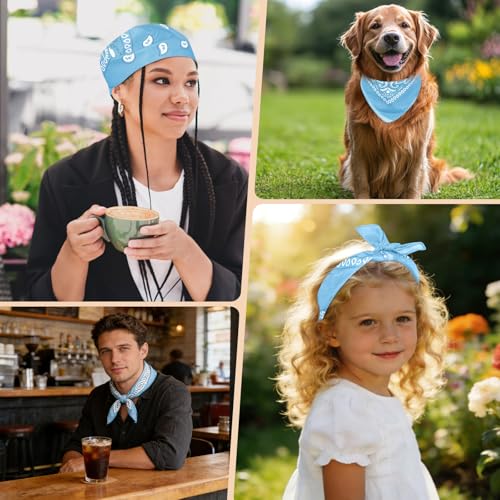 Morcheiong 8/16 Pcs Bandanas Paisley Bandana Head Scarf Headband Handkerchiefs for Men Women Boy Girls - color: Blue