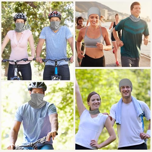 Geyoga 6 Pieces Summer UV Protection Cooling Neck Gaiter Face Clothing Neck Gaiter Mask Scarf Sunscreen Breathable Bandana - color: Dark Grey