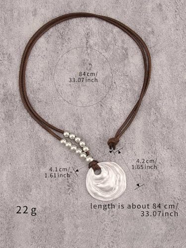 Bohemian Necklaces for Women Long Leather Necklace with Large Pendant Chunky Boho Hippie Jewelry Pendant Chocker Necklace - style: Large Statement Pendant Necklace