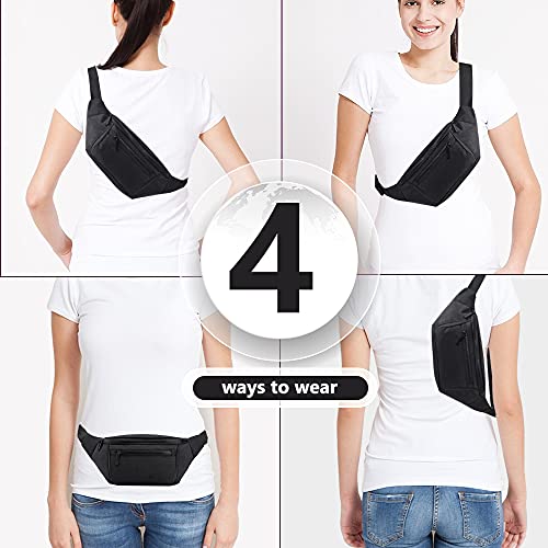 Fanny Pack for Men Women,Crossbody Waist Bag Pack,Belt Bag for Travel Walking Running Hiking Cycling,Easy Carry Any Phone,Wallet (Black) - color: Black