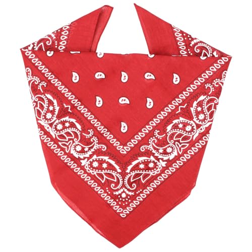 ZENO 100% Cotton & Natural Fibers Bandana Scarf - Soft, Durable, Machine Washable – Unisex for Men & Women - color: Red Single