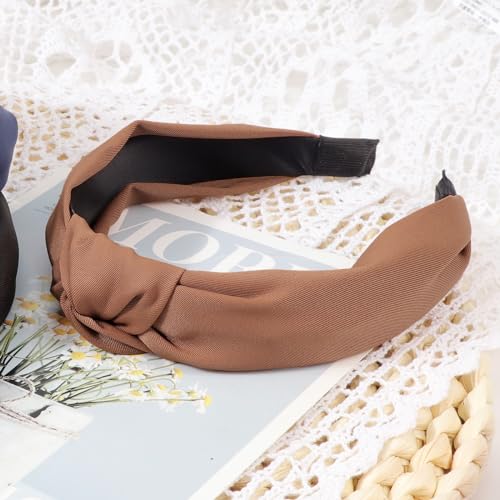 DRESHOW 8 Pack Knotted Headbands for Women Wide Turban Headband Yoga Exercise Ribbing Hair Hoop Hair Bands Accessories - color: 8 Pcs: Red, Coffee, Brick Red, Khaki, Black, Navy Blue, Grey, White
