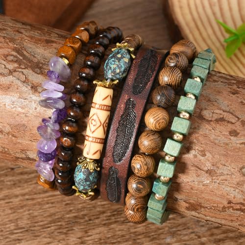 Bohemian Mix Bead Multi Layer Versatile Statement Bracelets Boho Stackable Beaded Strand Stretch Bangles Bracelets Sparkly Crystal Tassel Charm Jewelry Gift - style: Purple