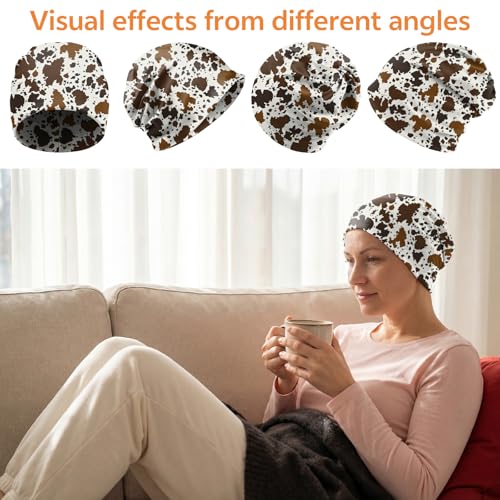 Chemo Caps Slouchy Beanie Hat Stretch Cancer Head Wraps Turban Sleep Headwear Scarf for Women Girls Men - color: I-1-cowhide