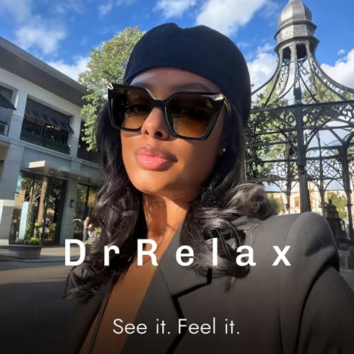 DrRelax Big Square Sunglasses Womens Retro Polarized Sun Glasses with Metal UV 400 Protection - color: Black/ Gradient Brown