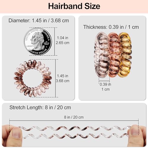 JessLab Spiral Hair Ties, 20 Pcs Traceless Phone Cord Hair Ties No Crease Spiral Bracelet Plastic Coil Ponytail Holders No-Damage Headband Hair Accessory for Girls Women Ladies Gift, Mix Color 1 - color: Mix Color 1