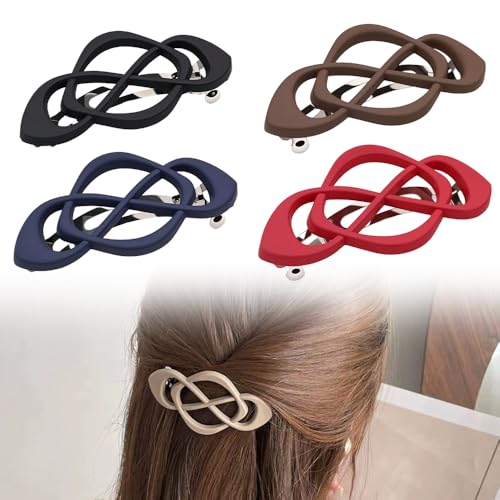 Vintage French Barrette Clips, 2025 New 4 Pack Hair Accessories for Women & Girls, Thick to Thin Hair (I) - color: I
