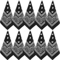 NACHLYNN 10/20pcs Paisley Bandanas Assorted Bandanas Cowboy Polyester Headbands Square Scarf Headwear - color: Black