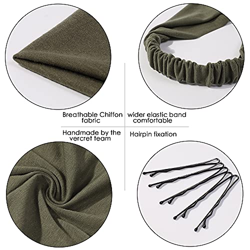 Vercret 6 Pack Hair Scarf Headband for Women Elastic Bandana Head Scarf Large Boho Triangle Kerchief with Clips Non Slip Scarves - color: A Pack Solid
