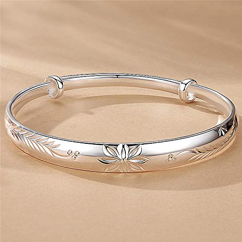Sterling Silver Bangle Bracelets for Women,Fashion Jewelry Simple Adjustable 925 Silver Cuff Bangles for Women Mom Wife Valentine Mothers Day Gift - color: Style2