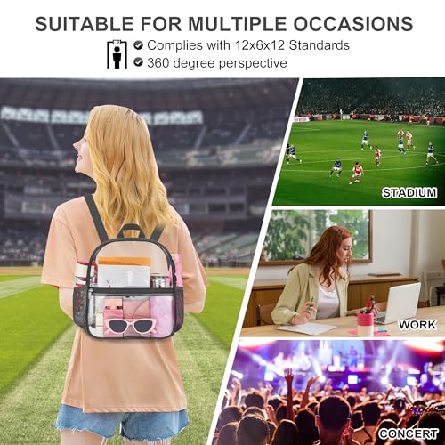 Oraben Clear Backpack for Stadium Events, Clear Bag Stadium Approved | 12 x 6 x 11 inch Small Clear Backpack for Soccer Game, Concerts , Fast Security Check, Waterproof PVC - color: Charcoal Gray, style: Nylon Shoulder Straps