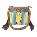 Merbaa Women Handtooled woolen saddle blanket hand woven Crossbody Bag - color: Yellow