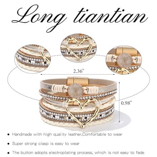 Long tiantian Boho Leather Wrap Bracelets Gifts Trendy Stuff Layered Bangles Bracelets for Women Modern Stackable Infinity Bracelets Bohemian Jewelry Gifts for Women Birthday Gifts - color: C1:Bracelets for Women Trendy(gold)