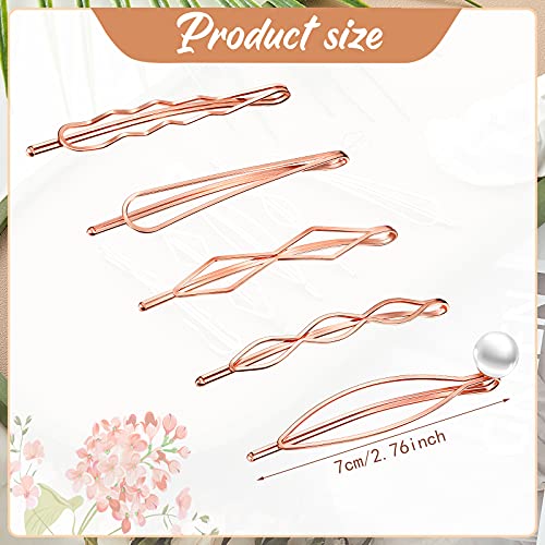 10 Pieces Geometric Metal Hair Clips and Barrettes for Women - Minimalist Hair Styling Accessories, Dainty Wedding Headwear (Silver, Rose Gold) - color: Silver, Rose Gold