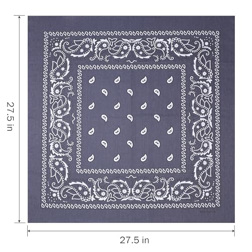 Mochabao 100% Cotton 27" x 27" Large Bandanas for Men & Women, Multi-Purpose Bandana Headbands, Square Head Scarf - color: Red/Gray/Brown/Sage Green