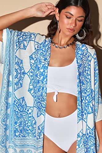 Breezy Lane Kimonos for Women Swimsuit Coverups Beach Cover Up Swimwear Cardigan Summer - color: B Azure