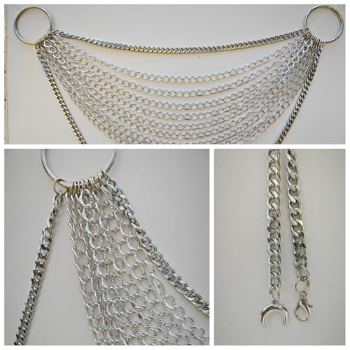 THREEBOY Women Apparel Belts Fashion Sexy Multilayer Metal Pearl Waist Chain Belt - color: Silver