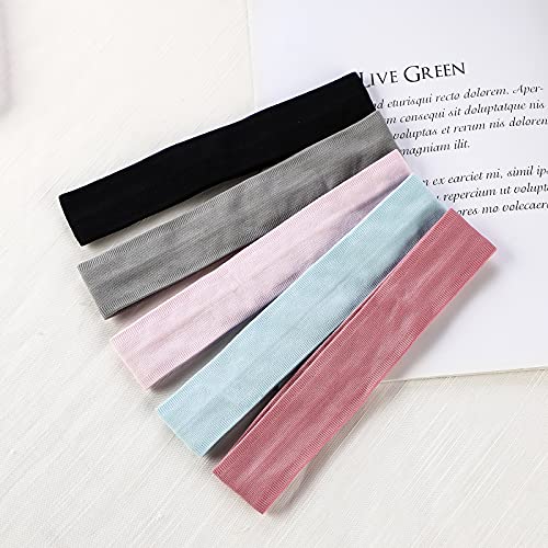 Workout Headbands Non Slip Headband Sport Headbands Sweatbands Elastic Sport Hair Bands for Sports Travel Indoor Fitness Gym - color: solid1