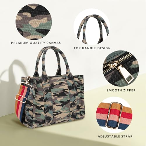 Canvas Tote Bag for Women Top Handle Handbag Crossbody Tote Bag for Women - color: A1-camouflage
