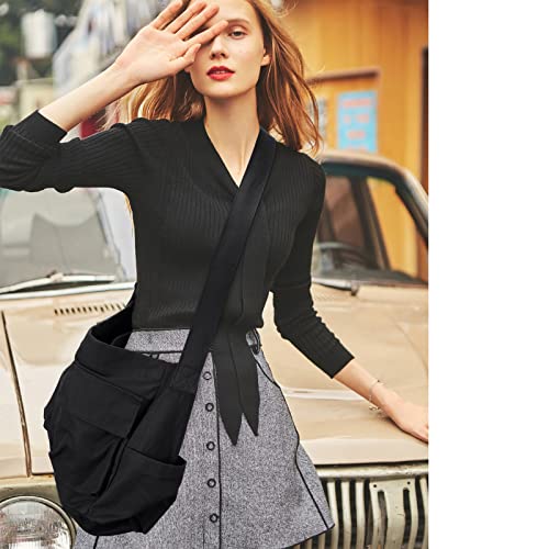 Canvas Messenger Bag Large Hobo Crossbody Bags with Multiple Pockets,School Vintage Shoulder Laptop Bag for Women and Men