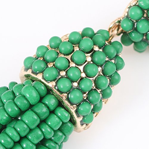 NLCAC Women's Beaded tassel earrings Long Fringe Drop Earrings Dangle 6 Colors - color: dark green