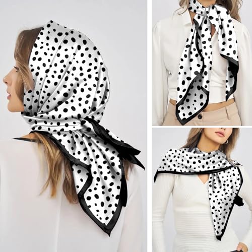 Scarf Silk Feeling Square Satin Head Hair Scarf Wrap 27.5 Inches Headwear Aesthetic Cute Decoration Women Girls - color: V-8-speckle