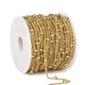 33 Feet Gold Satellite Curb Chain Roll, 2mm 18K Gold PVD Plated 304 Stainless Steel Ball Beaded Twisted Link Chains Spool Bulk for Jewelry Making DIY Craft - color: Gold Small Beads Satellite Curb Chain