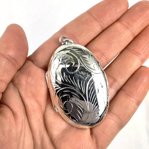 FashionJunkie4Life Sterling Silver Oval Locket Necklaces for Women, 18" Cable Chain - style: Small Oval Floral