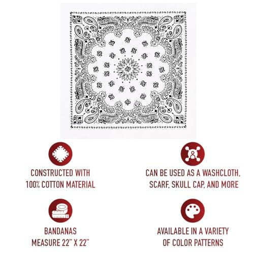 Rothco Trainmen Paisley Bandana - Standard - 22" X 22" - color: White