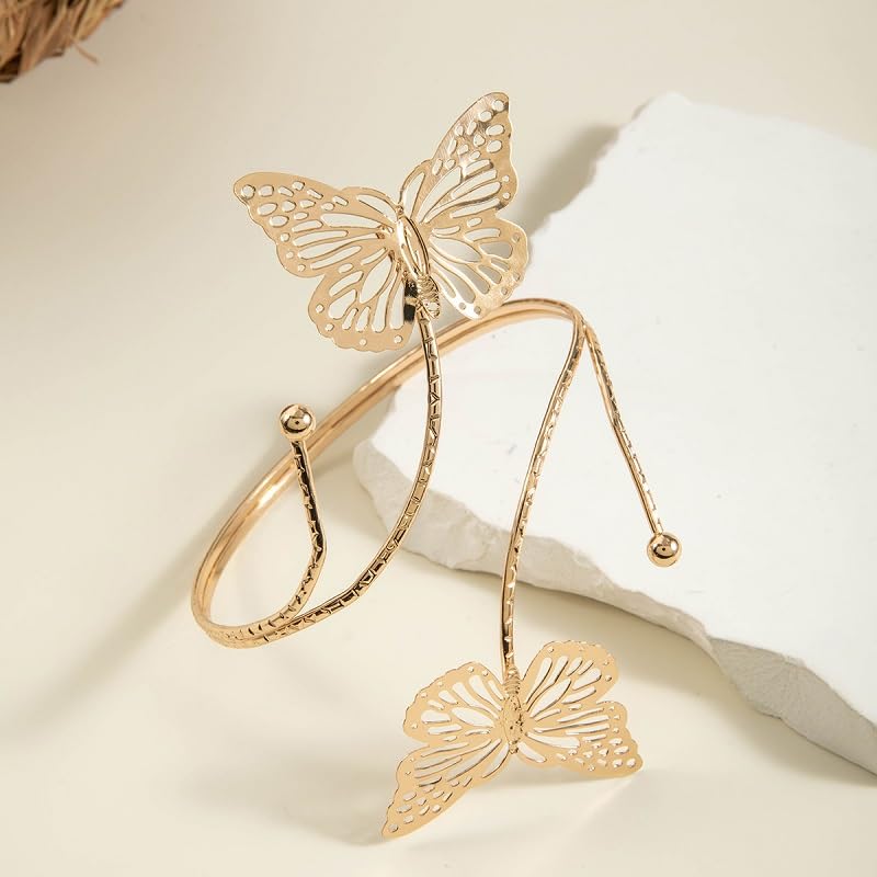 Pingyongchang Arm Cuff Upper Arm Band Cuff Bracelet Bangle for Women Silver Gold Boho Adjustable Flower Butterfly Sun Moon Armband Set Birthday Friendship Gift Holiday Beach Jewelry - style: Aa-Gold