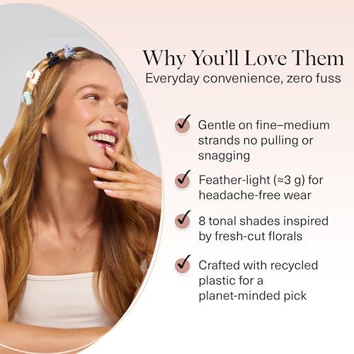 Kitsch Small Hair Clips for Women and Girls – Mini Claw Clips – Hair Accessories – Daily Styling, Recycled, Garden Bouquet | Ideal Gifts for Women – 8pc Set - color: Garden Bouquet