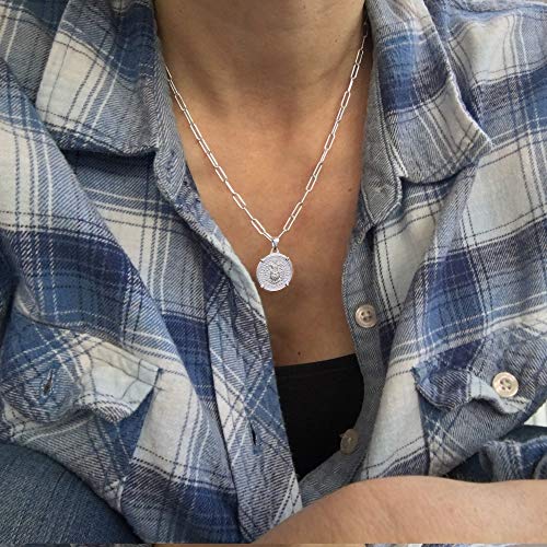Turandoss 14K-Gold-Plated Necklaces for Women - Lock Evil Eye Medallion Vintage Coin Necklace Bee Sun Moon Shell Chain Necklace Layered Paperclip Chain Necklaces for Women Jewelry Gifts - style: Shells&Shells&Shells&Pearl