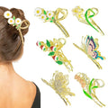 6 Pcs Flower Claw Clips for Women，Cute Hair Clips Large Strong Metal Butterfly Tulip Flower Hair Clips for Women Thick Thin Curly Hair Valentine's Day,Mother's Day,Christmas Gift.(STYLE B) - color: STYLE B