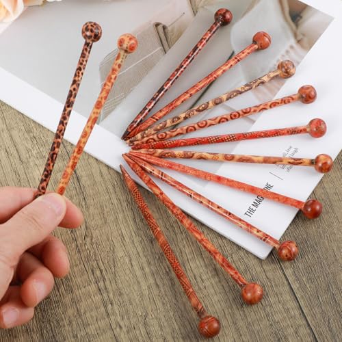 12 PCS Wooden Hair Sticks, Boho Vintage Japanese Chinese Hairpin Decorative Hanfu Pins Bun Holders Hair Chopsticks for Women Girls Chignon Bun Updo Hairstyle Accessories
