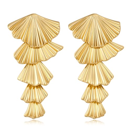 Gold/Silver Shell Dangle Earrings for Women Seashell Drop Dangle Earrings Ocean Beach Earrings Summer Jewelry - color: 14 Gold Plated