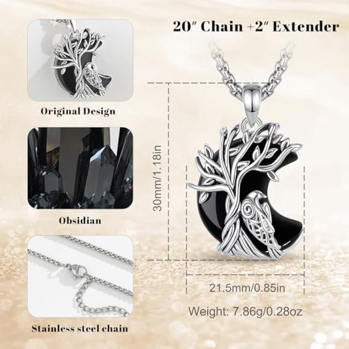 INFUSEU Mystical Hecate Triple Moon Goddess Necklaces, Divine Feminine Protection Gifts - style: Raven