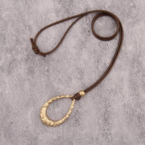 JAOYU Boho Necklace for Women Large Pendant Necklace Boho Long Choker Leather Gold Necklace Vintage Earthy Jewelry Trendy - style: Boho Gold Necklace