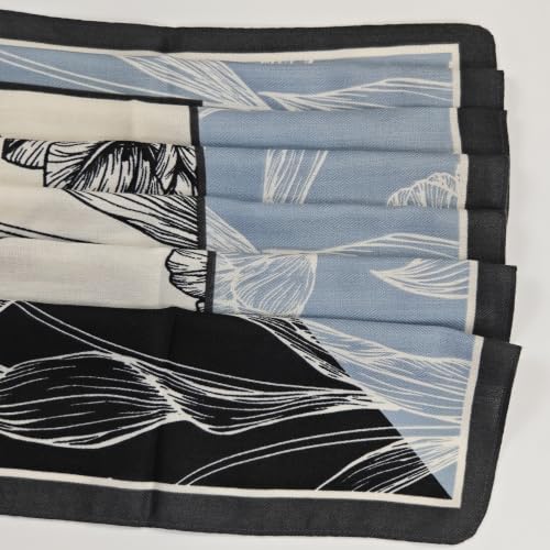 35" Head Scarf Large Square Scarf Like Cotton Hairscarf Fashion Scarves Bandana Night Sleeping Wraps for Women B01 - color: Black/Blue Tulips