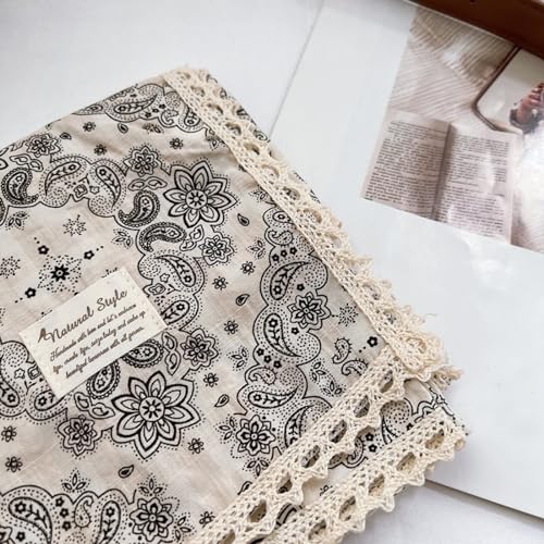 Soft Cotton Like Lace Bandana Headband, Head Wrap, Protective Coverage, Hair Neck Scarf for Women 24 x 24 inch - color: Cas001 - Paisley B